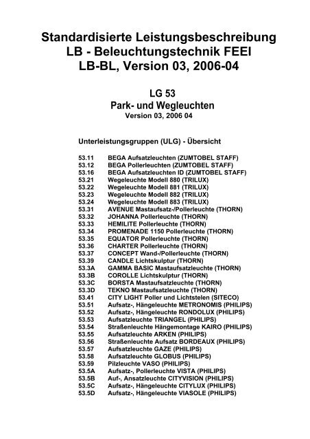 Standardisierte Leistungsbeschreibung LB  - FEEI