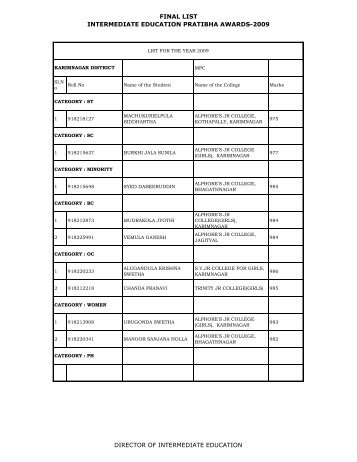 67.MERIT_LIST Prathibha Awards 2009 - CIE Main Page