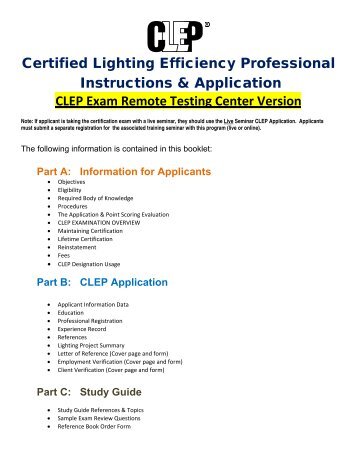 CLEP Application / Study Guide Booklet Computer-Based Remote ...