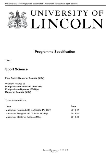 Download the full 2013-14 Programme Specification for this course