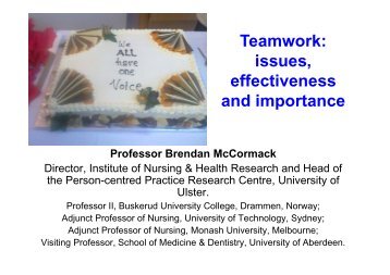 Brendan McCormack Teamwork Issues effectiveness and importance