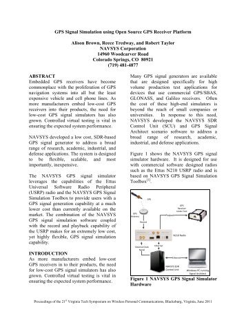 GPS Signal Simulation using Open Source GPS Receiver Platform ...