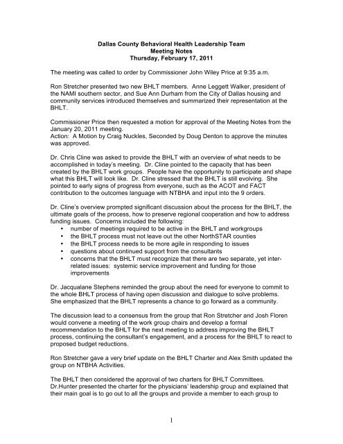 BHLT Notes Feb 2011.pdf - Dallas County Behavioral Health ...