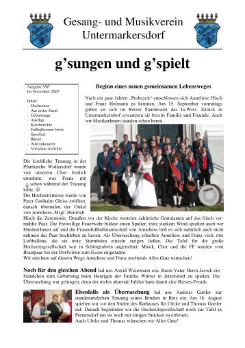 g'sungen und g'spielt - GMV Untermarkersdorf