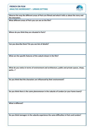 french on film analysis worksheet - Routes Into Languages