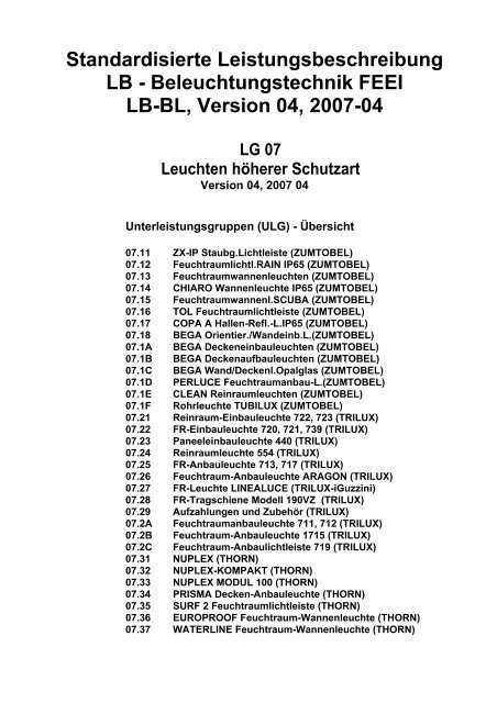 Standardisierte Leistungsbeschreibung LB  - FEEI