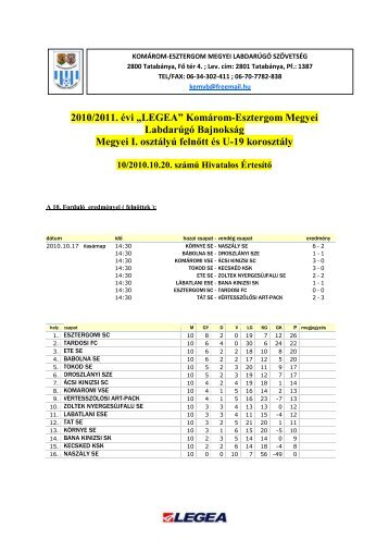 2010/2011. évi „LEGEA” - Magyar Labdarúgó Szövetség Komárom ...