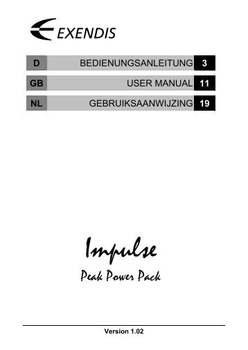 GEBRUIKSAANWIJZING Impulse Peak Power Pack - Reich