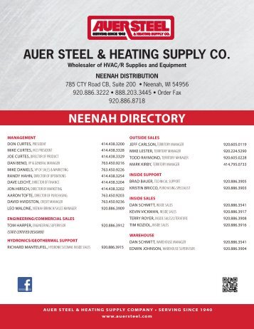 Neenah Residential Linecard - Auer Steel & Heating Supply Co.