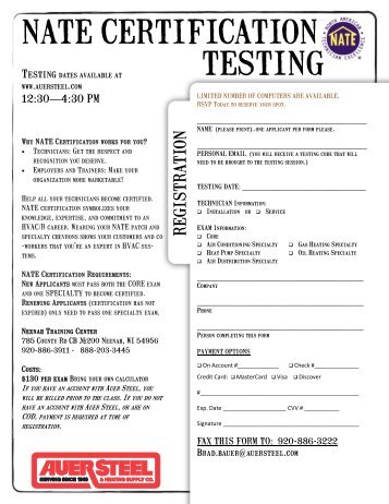 NATE Certification Testing - Auer Steel & Heating Supply Co.