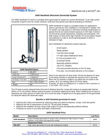 Handheld UV Wand Cut Sheet /PDF - American Air & Water