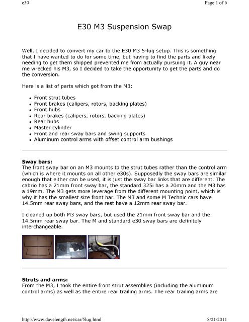 0 M3 Suspension Swap Pdf Brian David Bernard