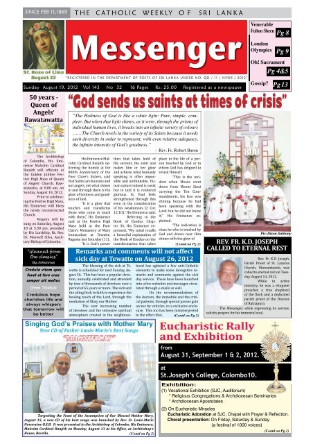 Messenger Queen Of Angels Catholic Church Rawathawatte Parish
