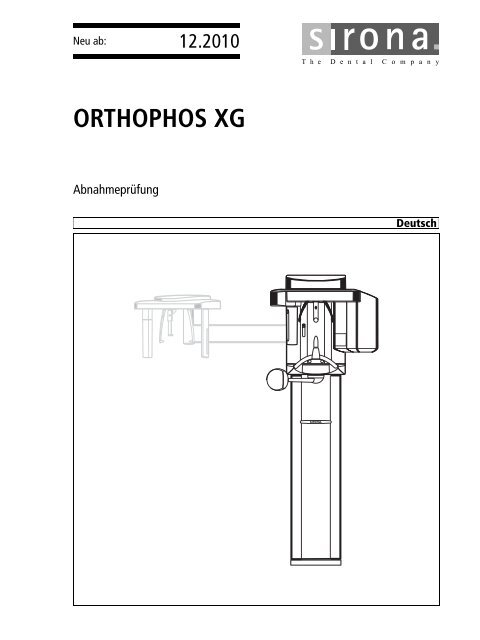 ORTHOPHOS XG - Sirona Support