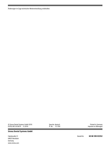 ORTHOPHOS XG - Sirona Support