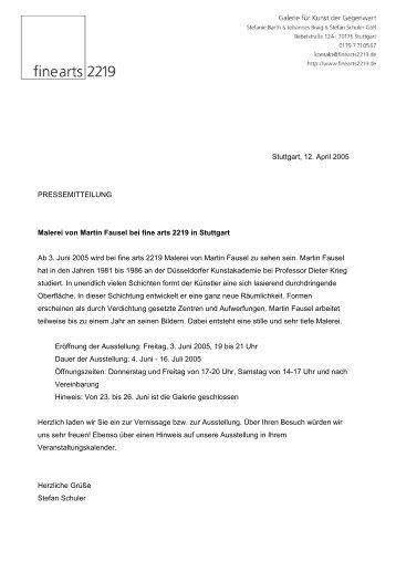 press release - fine arts 2219