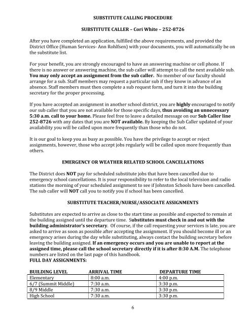 Substitute Handbook - Johnston Community School District