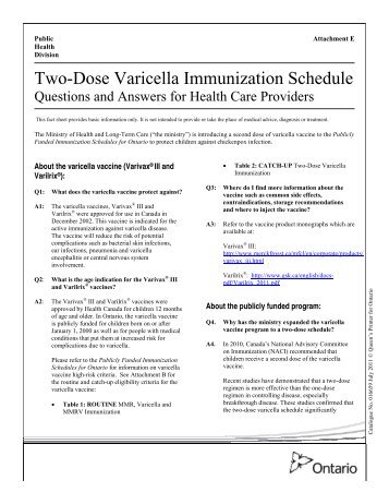 Two-dose varicella program