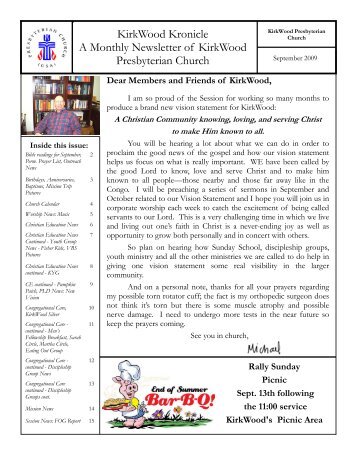 KirkWood Kronicle A Monthly Newsletter of KirkWood Presbyterian ...