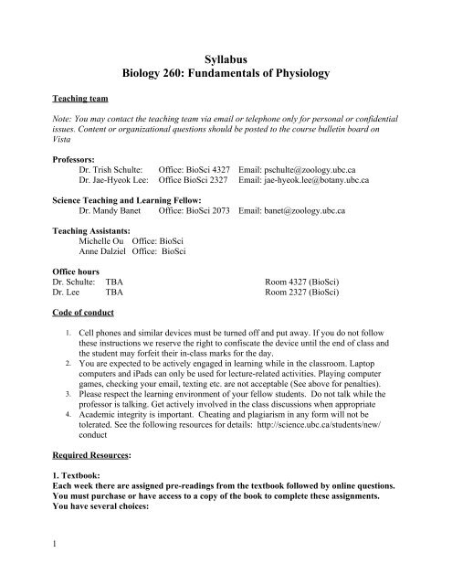 Syllabus Biology 260: Fundamentals of Physiology - UBC Blogs