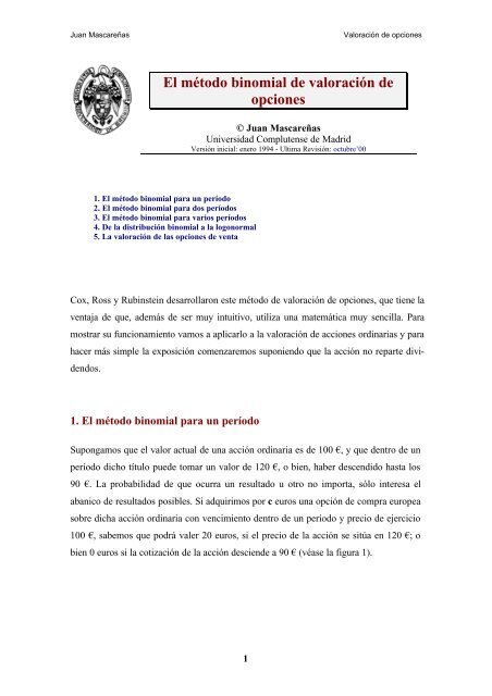 El mÃ©todo binomial de valoraciÃ³n de opciones - Gaceta Financiera