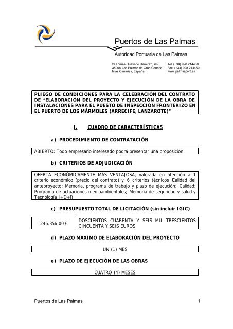 04 - PLIEGO - P y O Instalaciones PIF Arrecife - definitivo