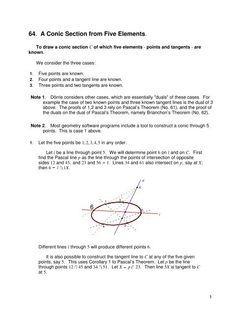 64. A Conic Section from Five Elements. 6