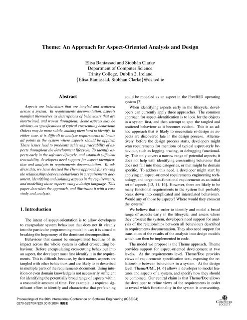 Theme: an approach for aspect-oriented analysis and design ...