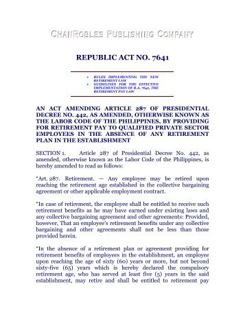 REPUBLIC ACT NO. 7641 - AboutPhilippines