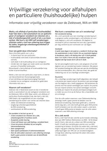 Vrijwillige verzekering voor alfahulpen en particuliere ... - Uwv