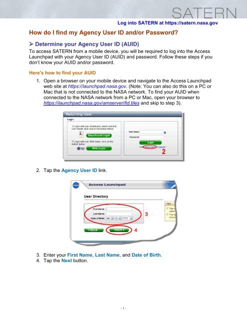 How Do I Find My Agency User Id And Or Password Nasa