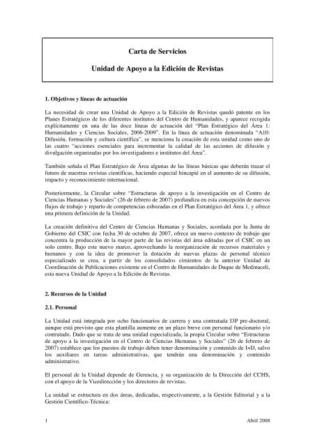 Carta de Servicios Unidad de Apoyo a la EdiciÃ³n de Revistas