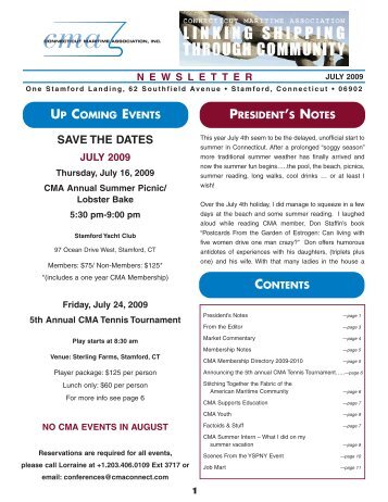 SAVE THE DATES - Connecticut Maritime Association