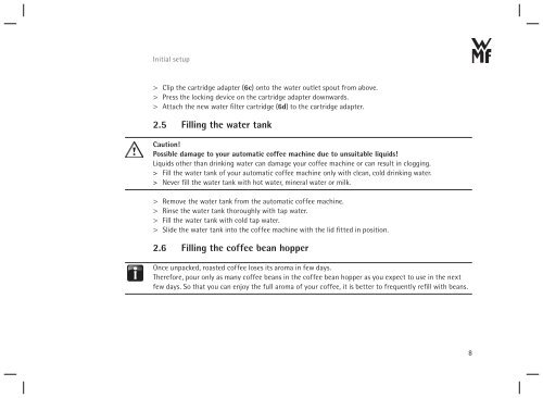 WMF 500 operating instructions