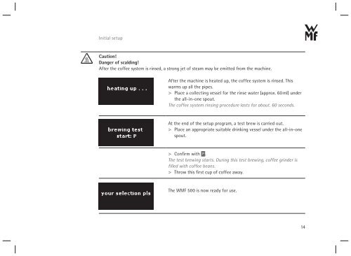 WMF 500 operating instructions