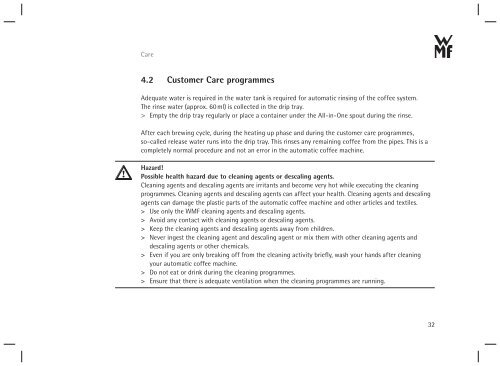 WMF 500 operating instructions