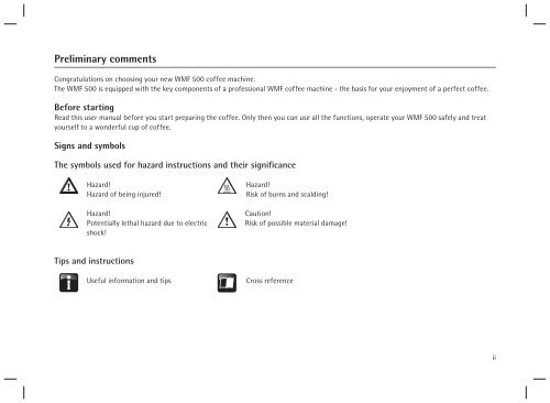 WMF 500 operating instructions