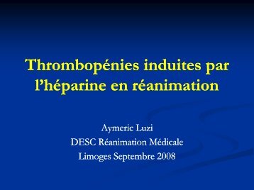 Thrombopénies à l'héparine