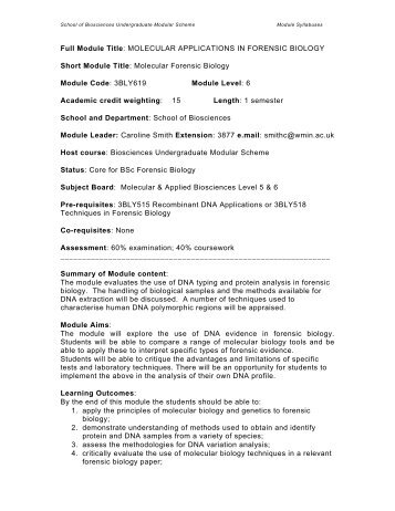 Molecular Applications In Forensic Biology