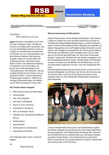 Ausgabe 31 11/2009 - Realschule Boxberg