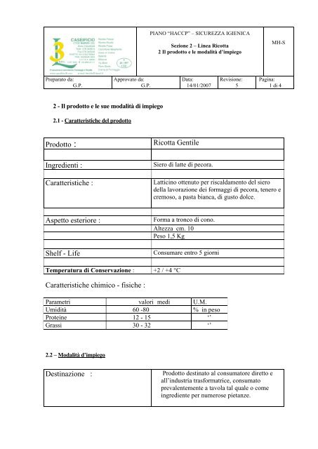 Microsoft Word - Scheda tecniche ricotte.pdf - Siqurcatering.it