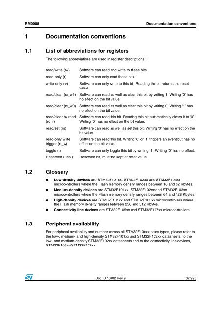 STM32F101xx, STM32F102xx, STM32F103xx, STM32F105xx and ...