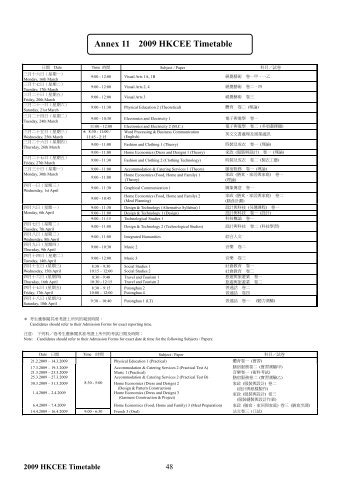 Annex 11 2009 HKCEE Timetable