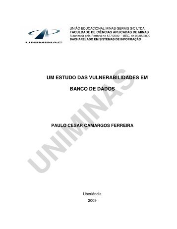 UM ESTUDO DAS VULNERABILIDADES EM BANCO DE DADOS