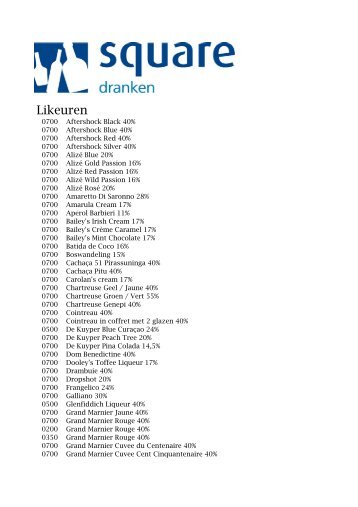 Likeuren - Groothandel Square Dranken