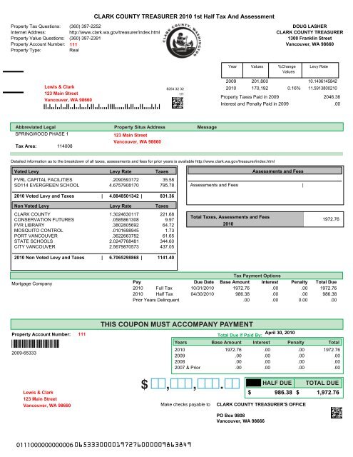 Clark County Property Taxes Vancouver Washington - Property Walls