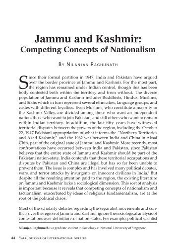 Jammu and Kashmir: - Yale Journal of International Affairs