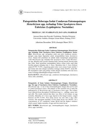 Patogenisitas Beberapa Isolat Cendawan Entomopatogen ...