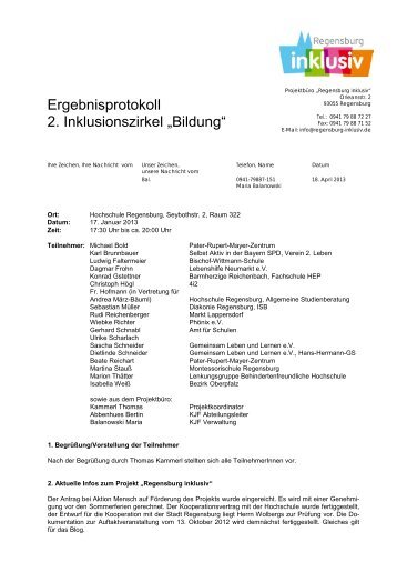 Protokoll - KJF Regensburg