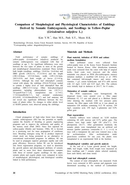 Advances in Somatic embryogenesis of Trees and Its - IUFRO